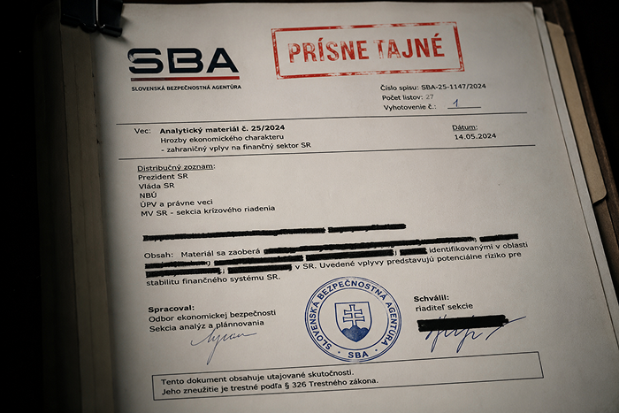 Interný dokument SBA – Prísne tajné